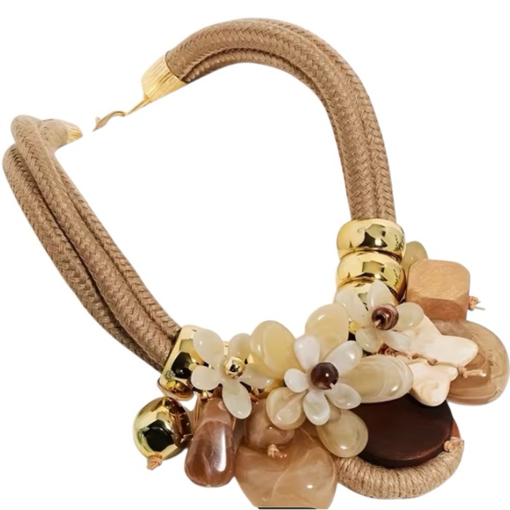 NWOT Elegant Gold and Brown Statement Necklace